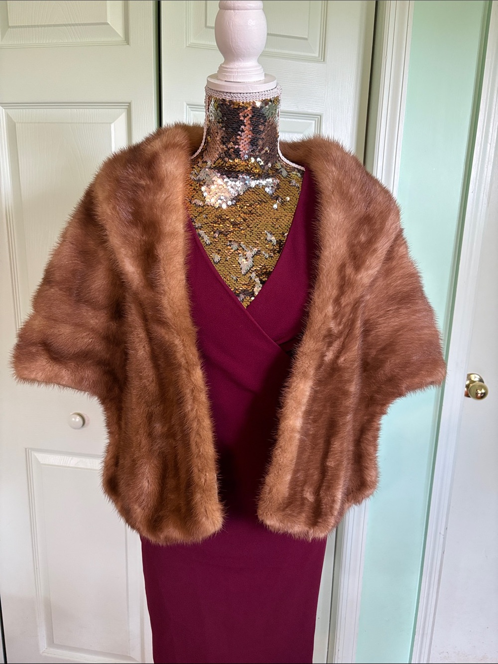 Vintage Mink Fur Shawl Natural Brown mutation.